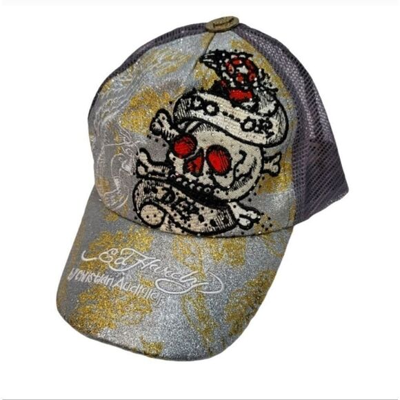 Vintage Ed Hardy Christian Audigier Tattoo Embroidered Rhinestone Snapback Hat - Picture 3 of 9